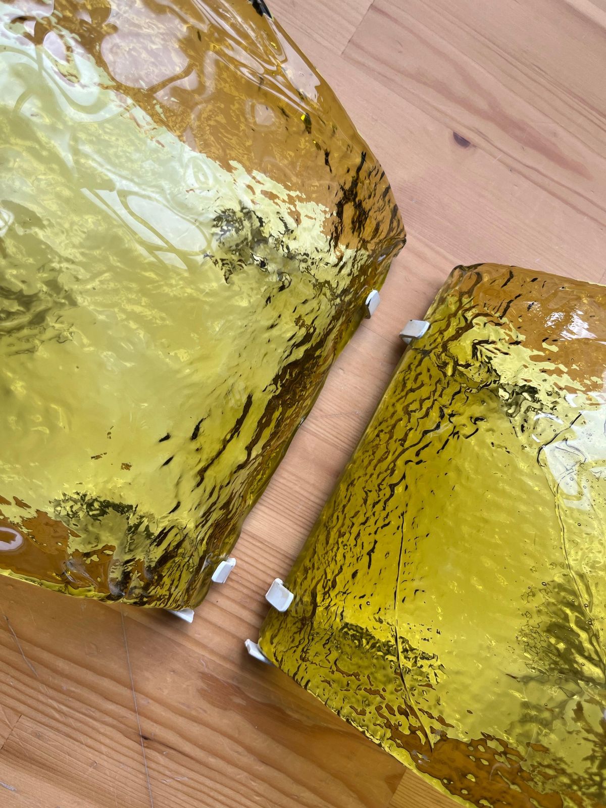 photo furniture Pair Of Italian Yellow Murano Wall Sconces By Carlo Nason For Mazzega, 1970s