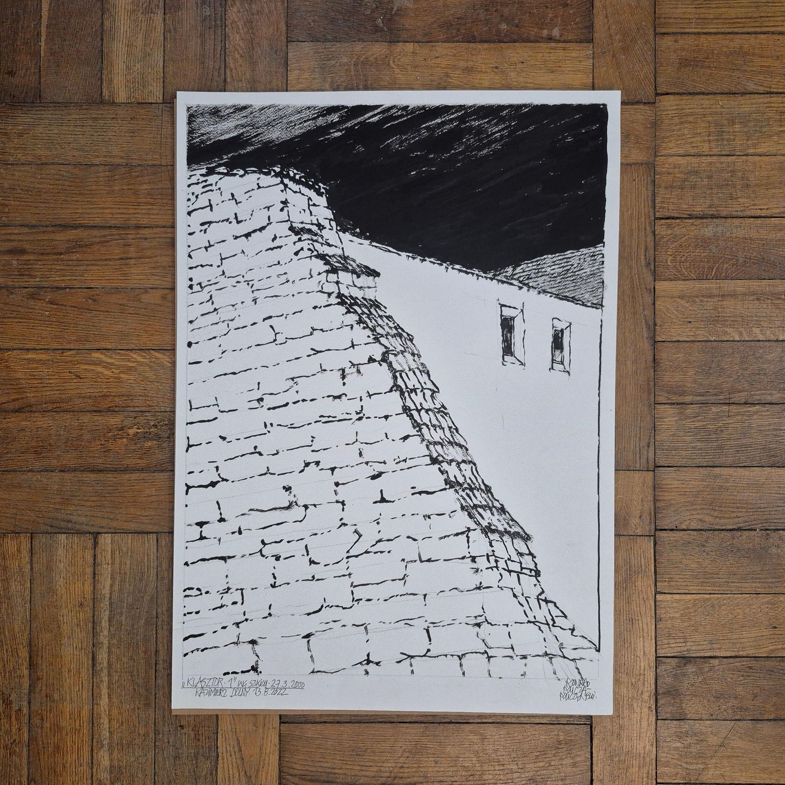 Konrad Kucza Kuczynskithe Monastery, Kazimierz Dolny, Ink On Paper, Polish Artist, Black And White2022 photo buy