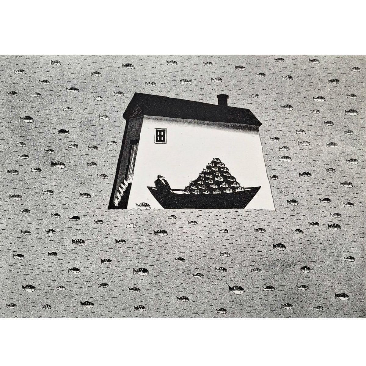 Jerzy Dmitrukocean Of Peace Of Mind   21st Century, Contemporary Etching, Black And White2006 photo for sale