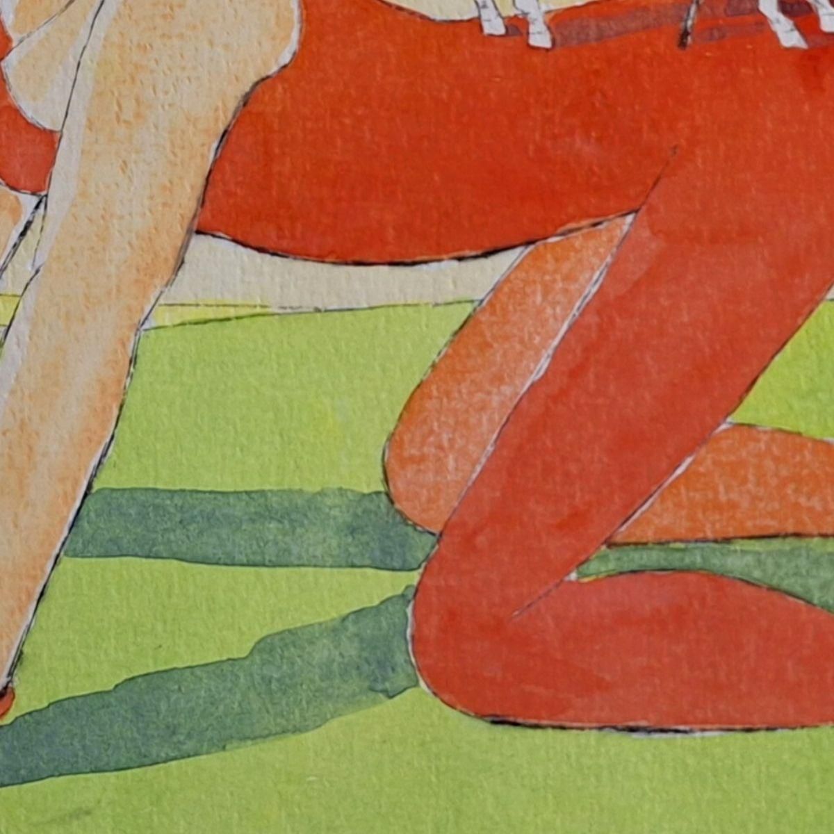 Czeslaw Tumielewiczdulcinea   Figurative Drypoint Print, Colorful, Polish Art2020 photo vinterior