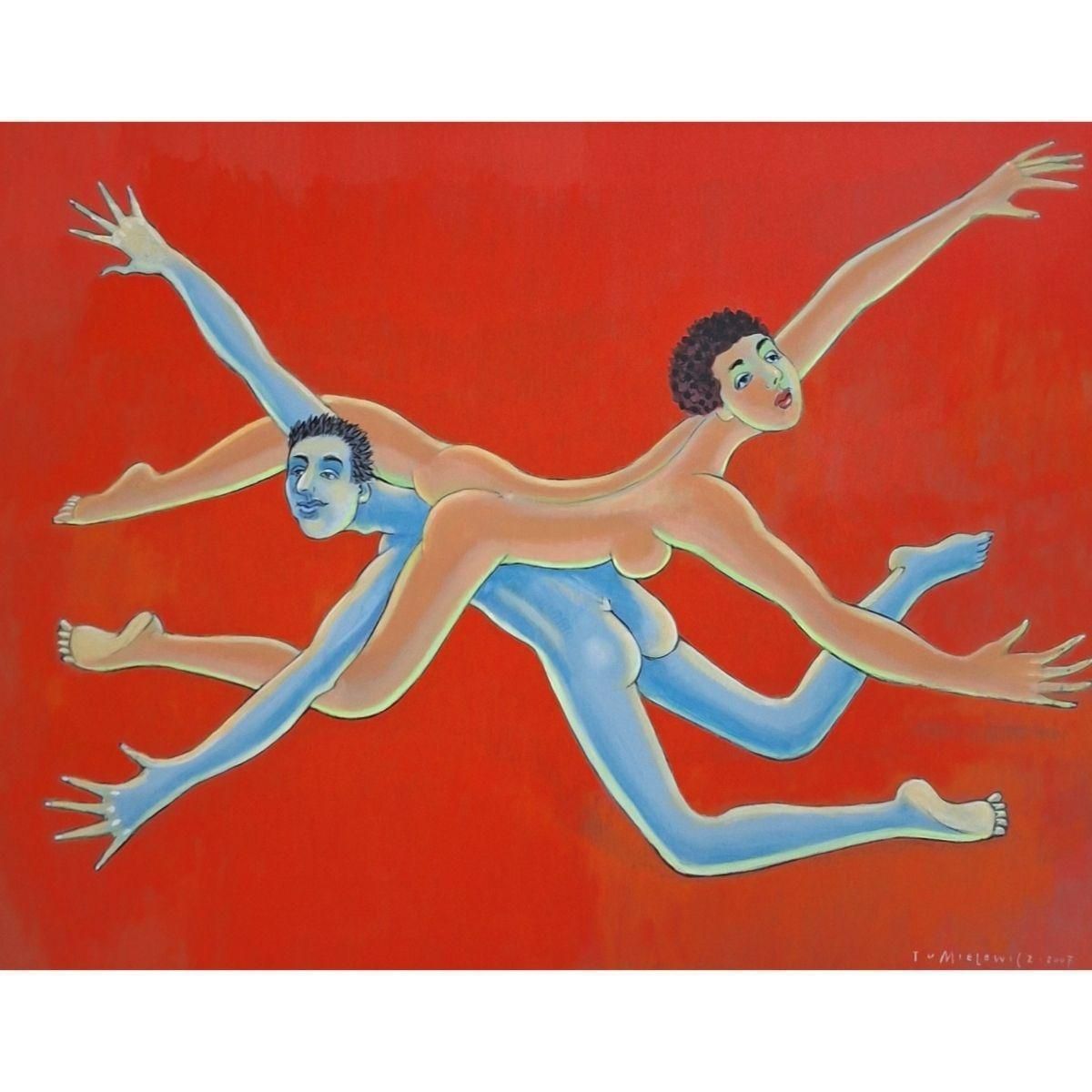 Czeslaw Tumielewiczsearching For The Other Half   Figurative Acrylic Painting, Colorful, Polish Art2007 photo for sale