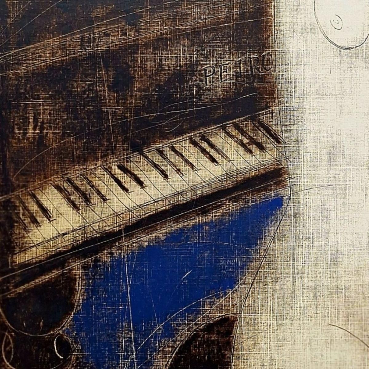 Siergiej Timochownude With Piano. Contemporary Figurative Nude Monotype Print, European Artist2005 photo Art