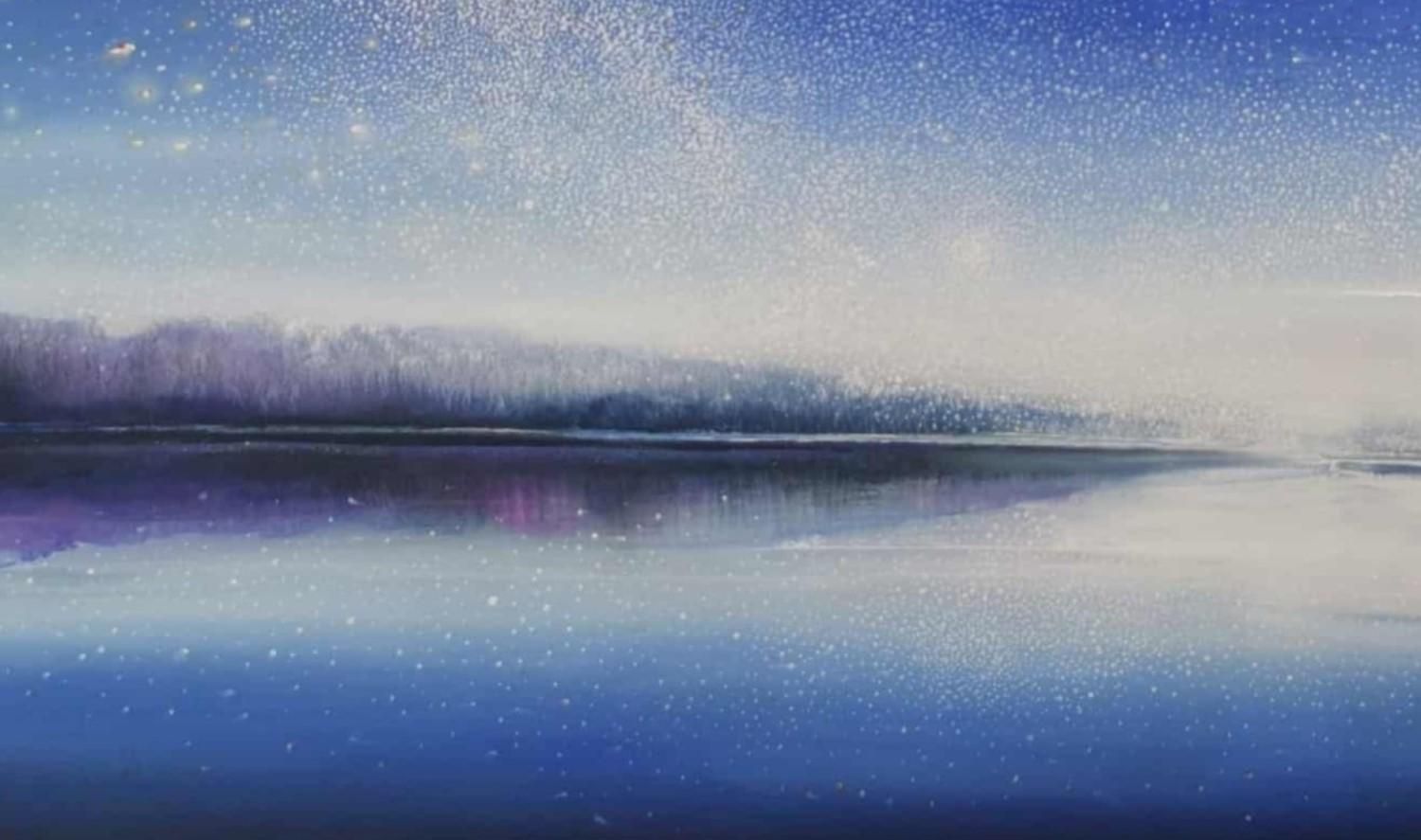 Barbara Hubertnight Of Falling Stars. Contemporary Oil Landscape Painting, Polish Artist2025 photo Art