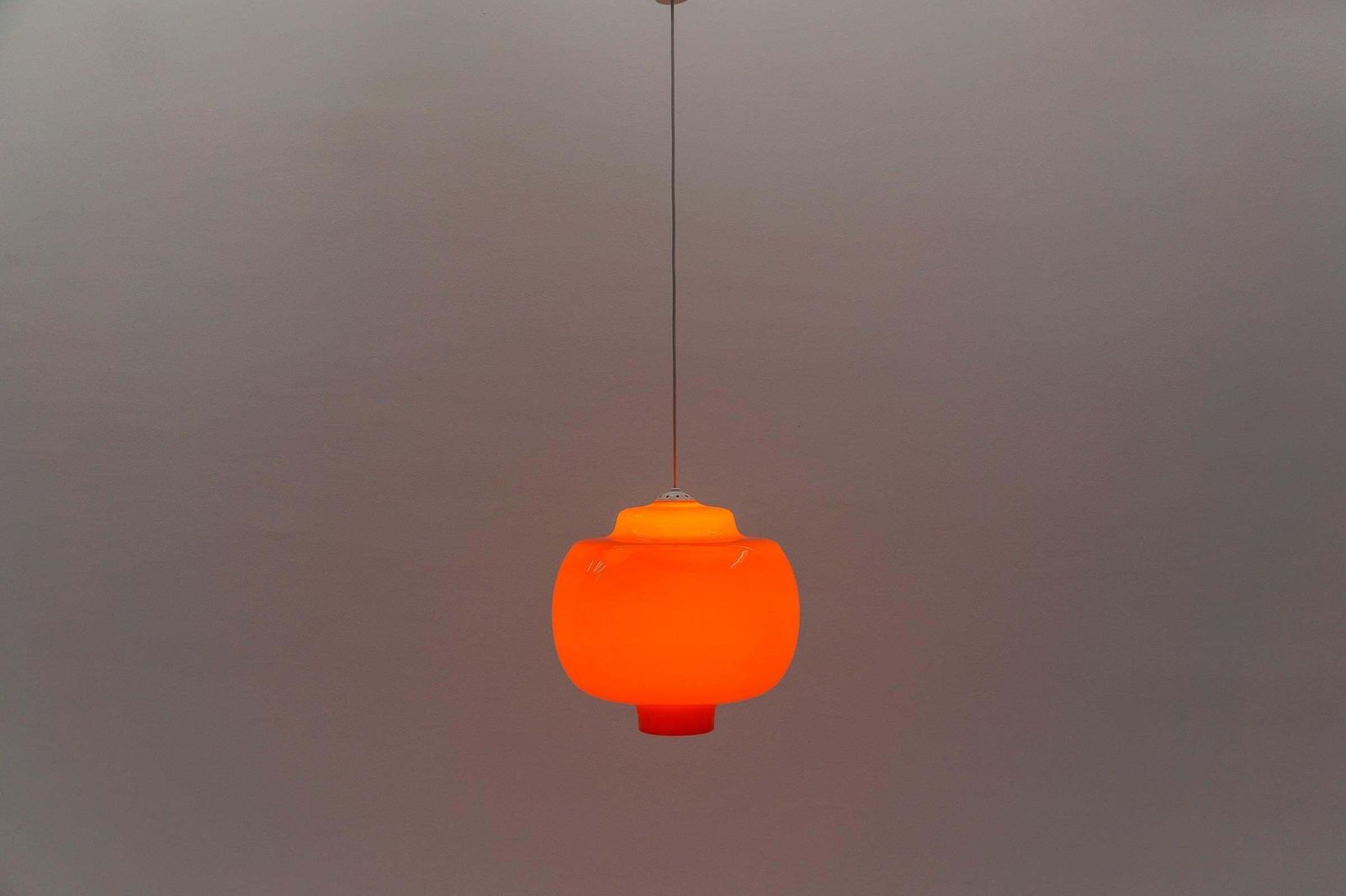 Lovely Huge Orange Glass Ceiling Lamp By Peill & Putzler, 1960s photo Lighting