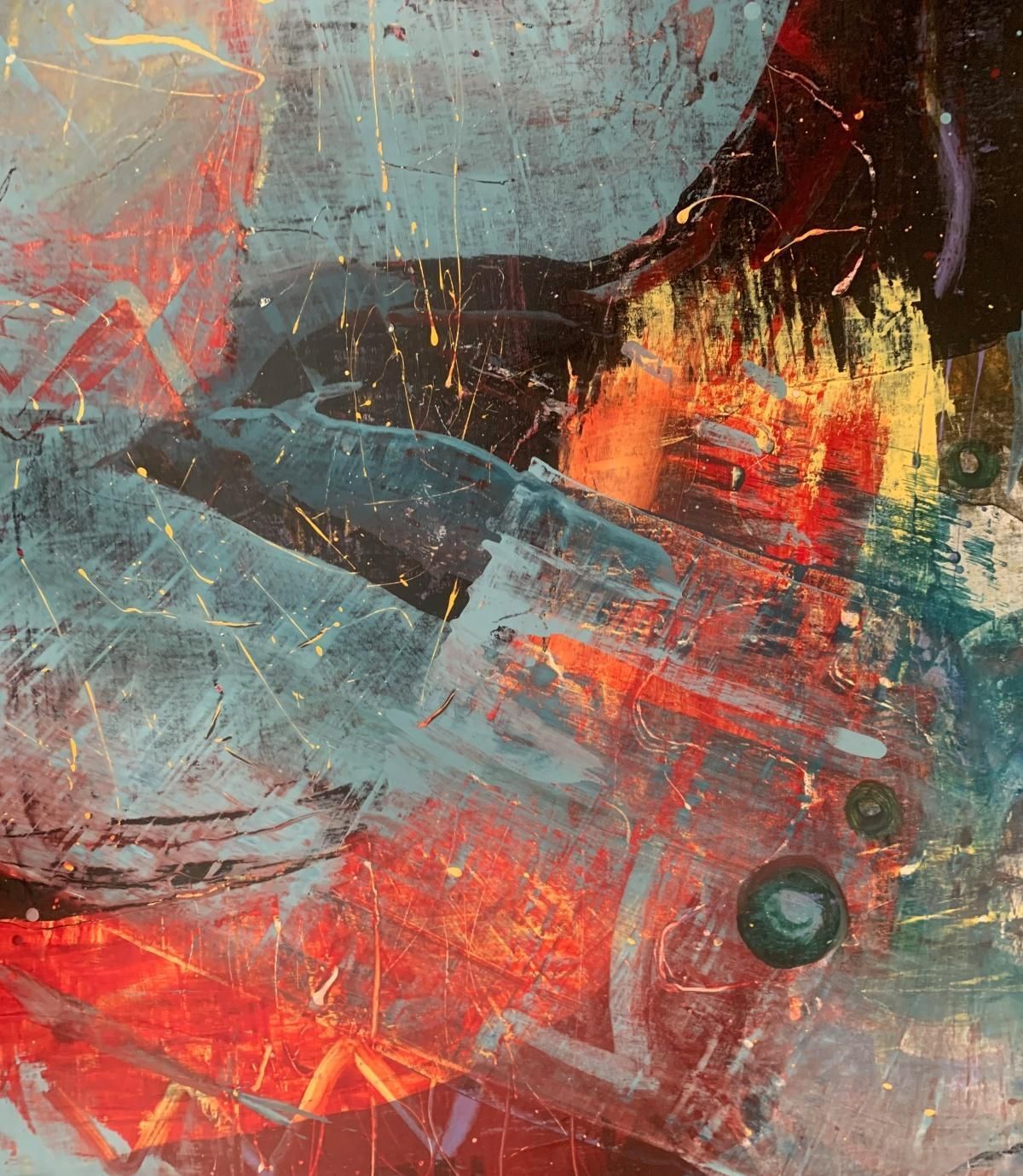 Monika Rossaabstraction. Contemporary Abstract Oil Painting, Colorful, Dynamic, Polish Art2025 photo furniture