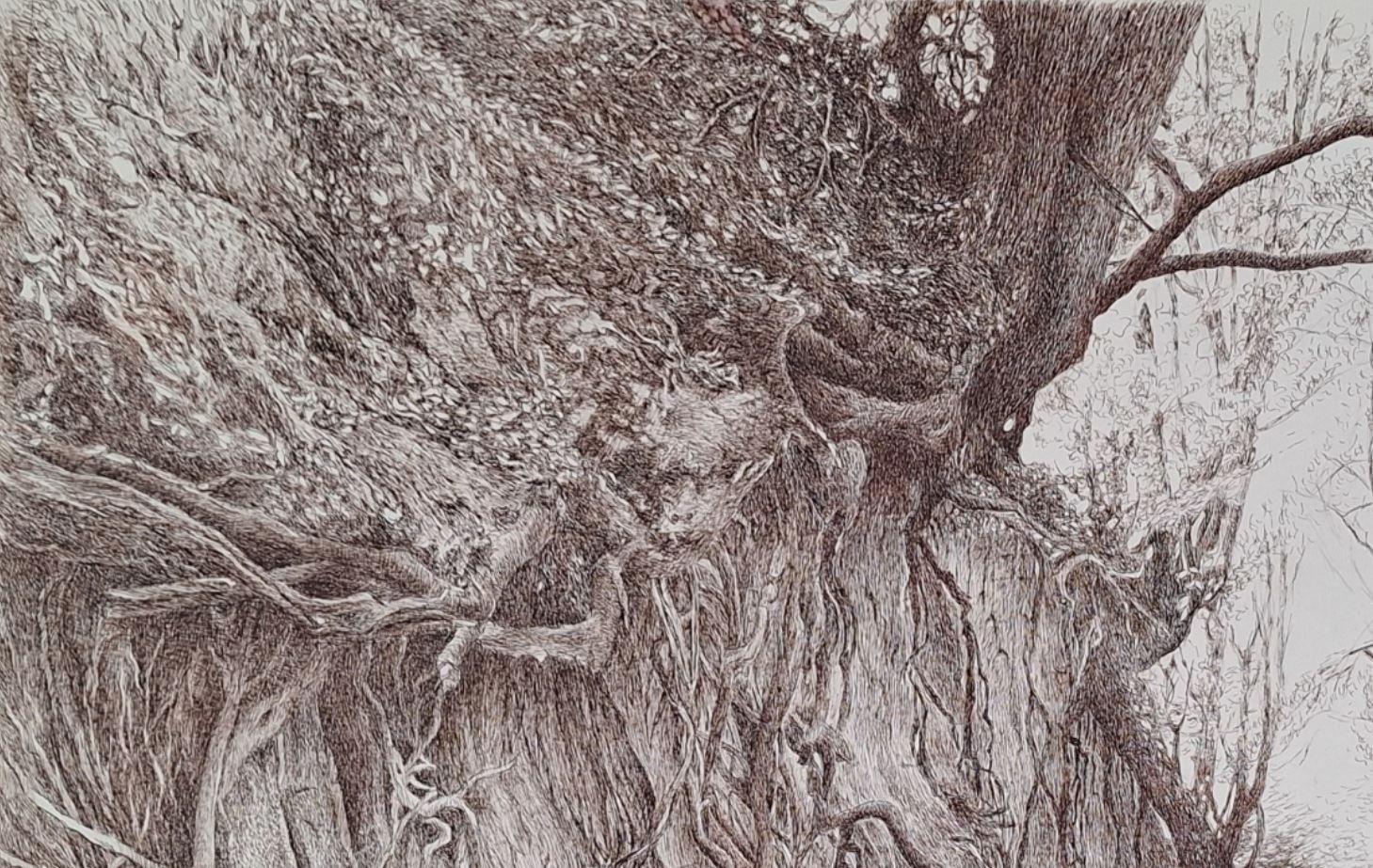 Elżbieta Siegoczyńskawąwóz Korzeniowy. Figurative Drawing, Landscape, Realistic, Polish Artist2025 photo furniture