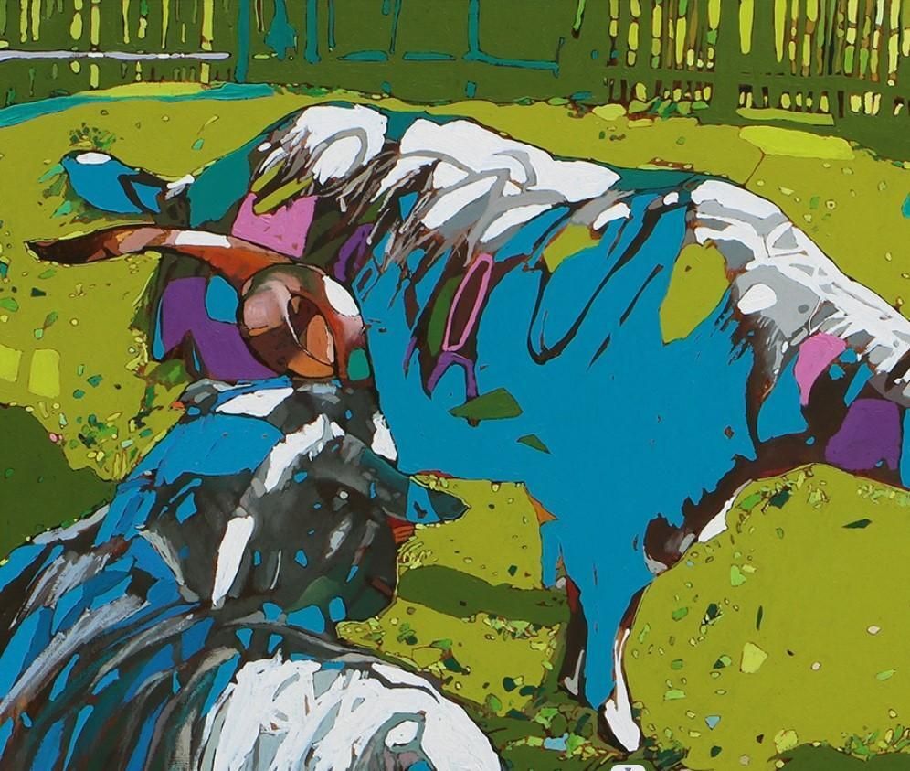 Rafał Gadowskigoats 08. Figurative Expressive Oil Painting, Colorful, Animals, Polish2023 photo furniture