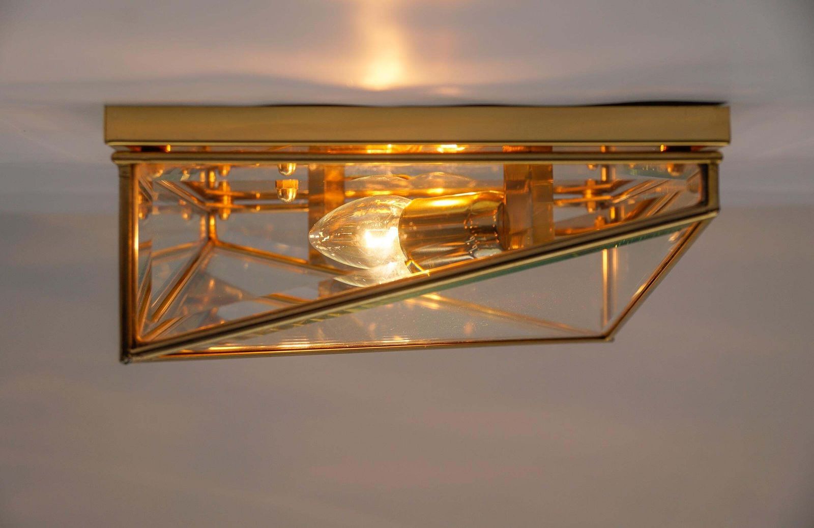 1. Of 3 Very Elegant Cut Glass Asymetric Flush Mount, Italy 1960s photo for sale