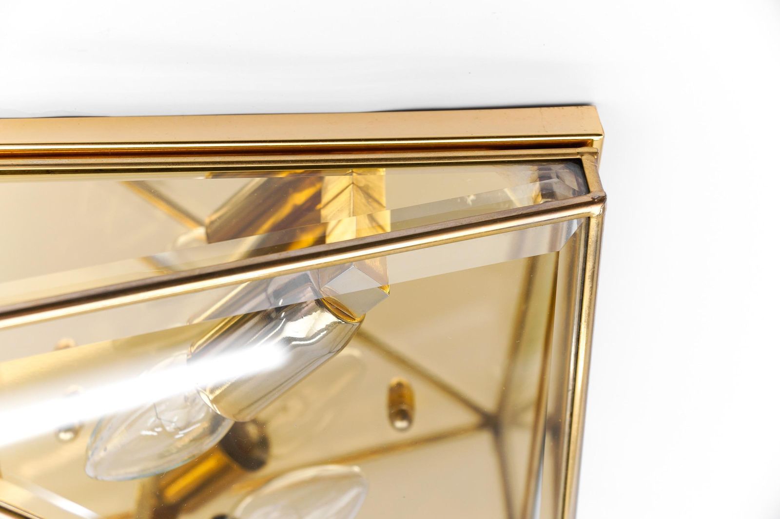 650.0 1. Of 3 Very Elegant Cut Glass Asymetric Flush Mount, Italy 1960s photo