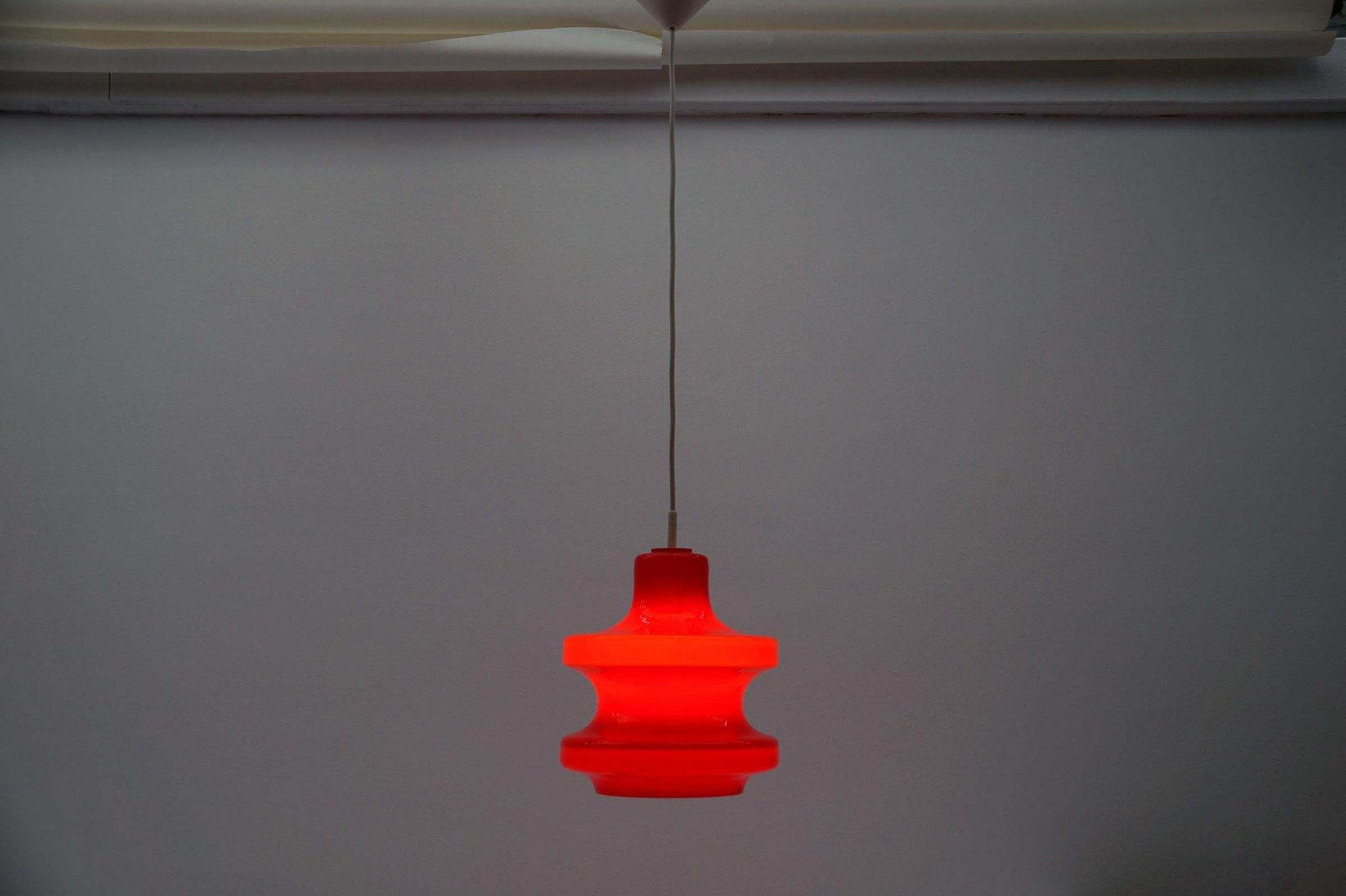 Lovely Lipstick Red Glass Ceiling Lamp By Peill & Putzler, 1960s photo for sale