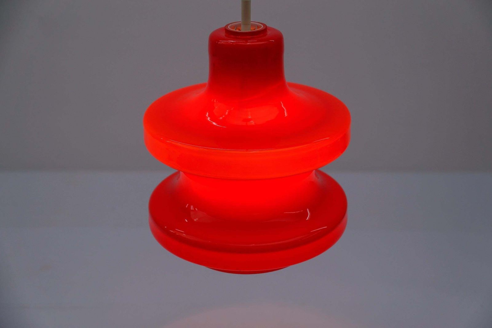Lighting Lovely Lipstick Red Glass Ceiling Lamp By Peill & Putzler, 1960s photo
