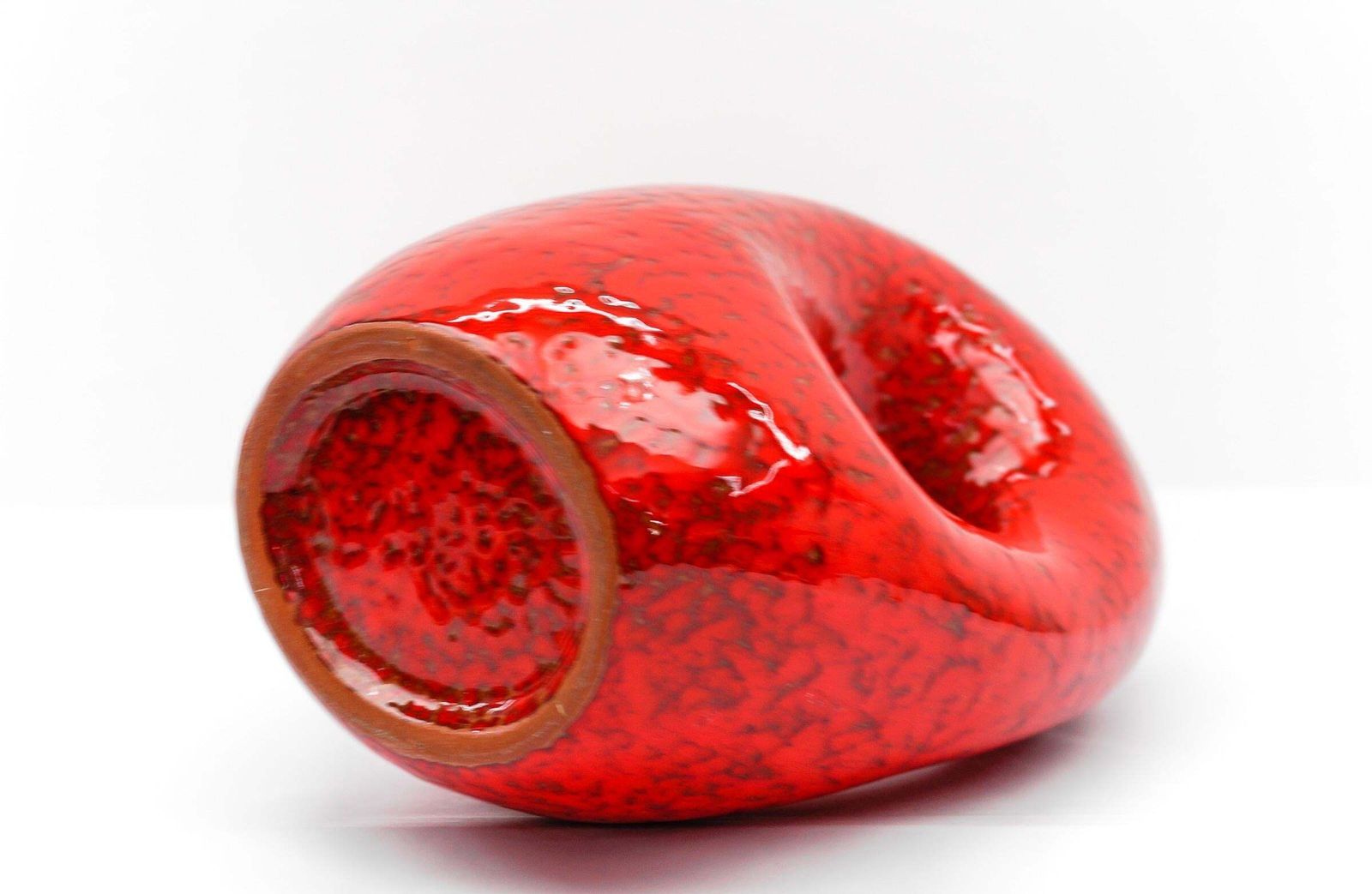Home Decor Rare Awesome Red And White Fat Lava Vase, Germany 1950s photo