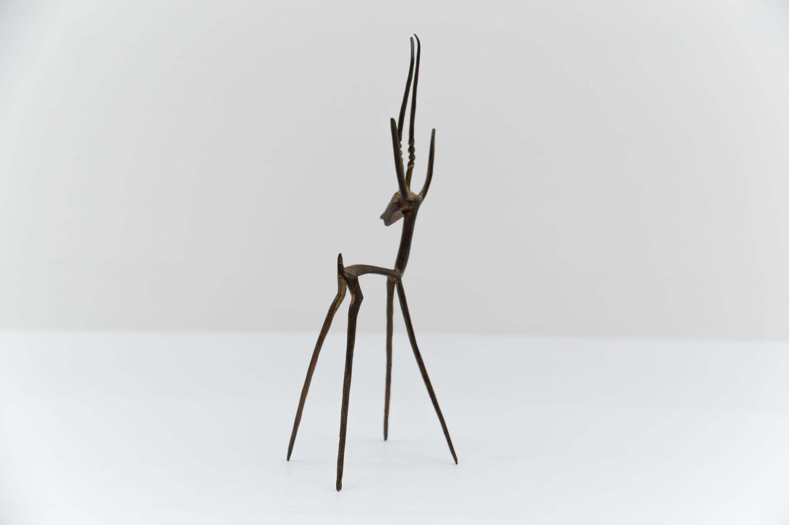 Awesome Handmade Gazelle Brass Bronze Sculpture, 1960s photo 564.0
