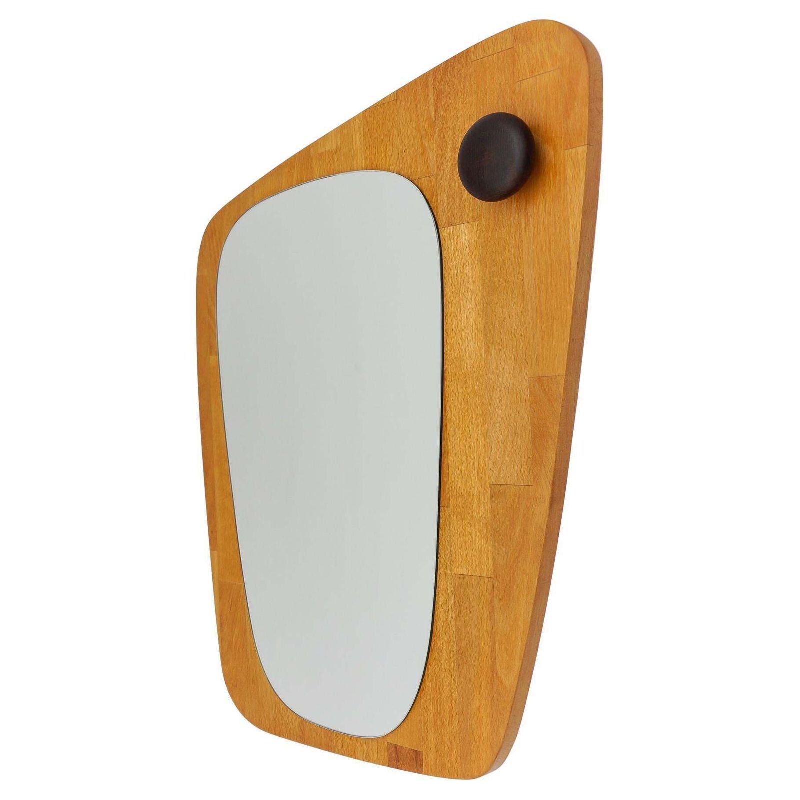 Lovely Wooden Asymetric Wall Mirror, Sweden 1960s