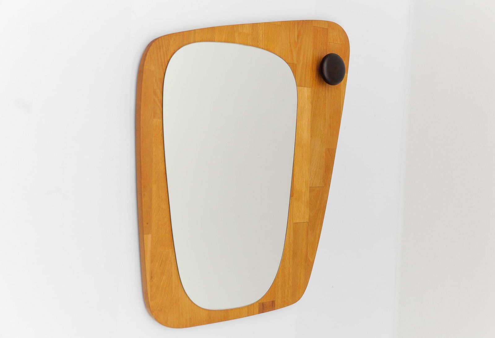 Lovely Wooden Asymetric Wall Mirror, Sweden 1960s photo 737.0