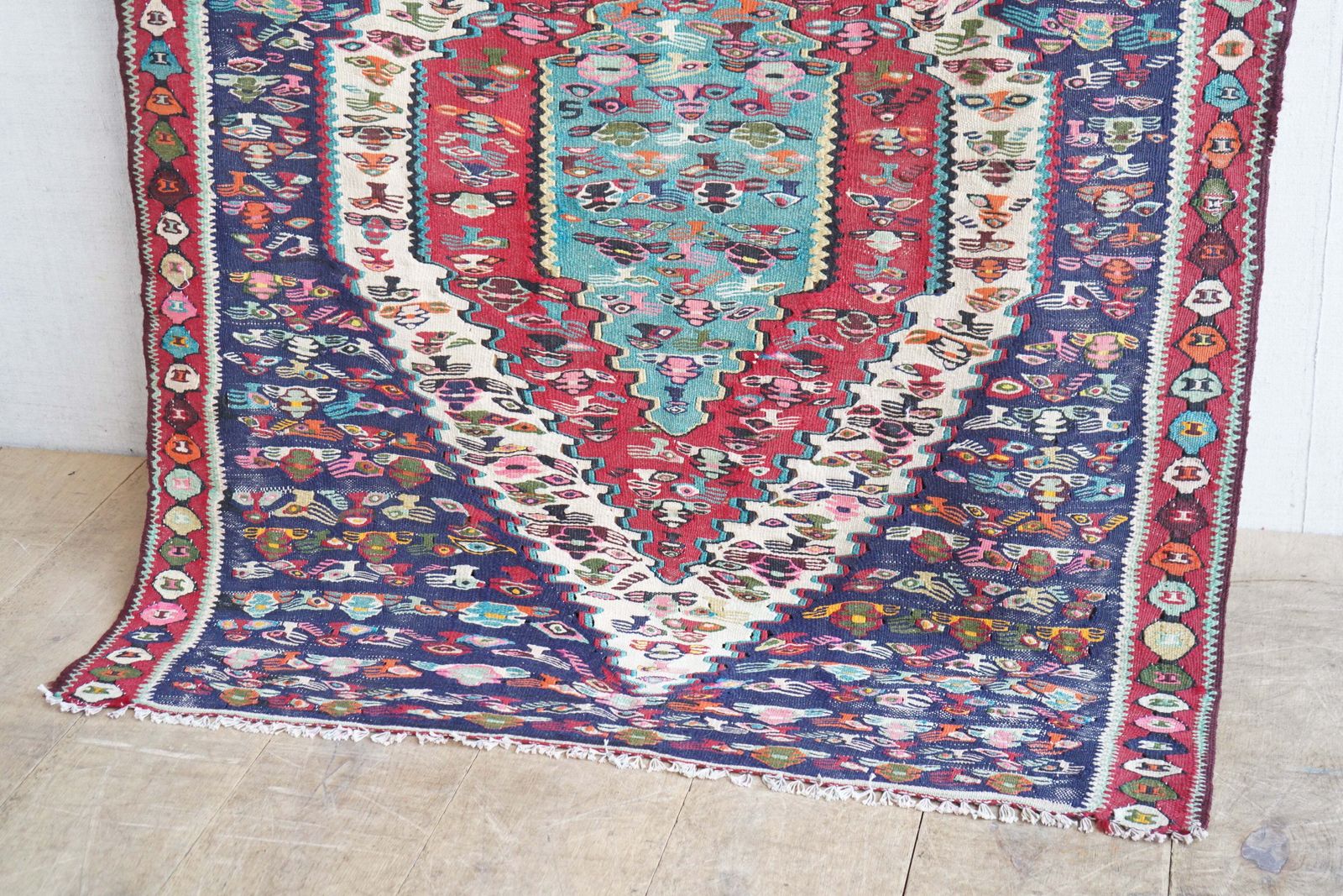 Mid Century Afghan Senneh Rug, Well Made With Finely Woven Motifs photo for sale