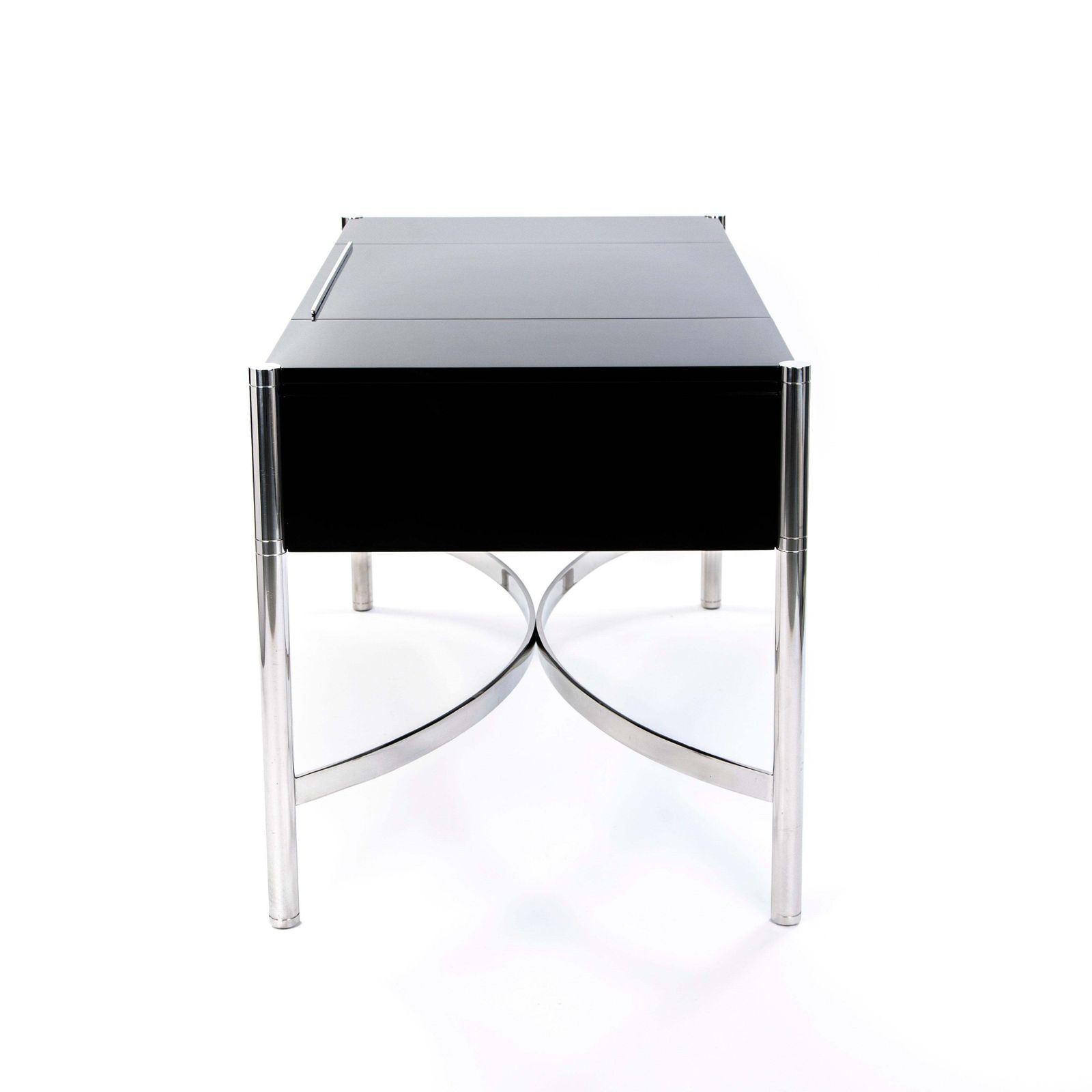 Italian Mid Century Desk Black Lacquer & Stainless Steel By Studiodada 1970s photo 9192.0