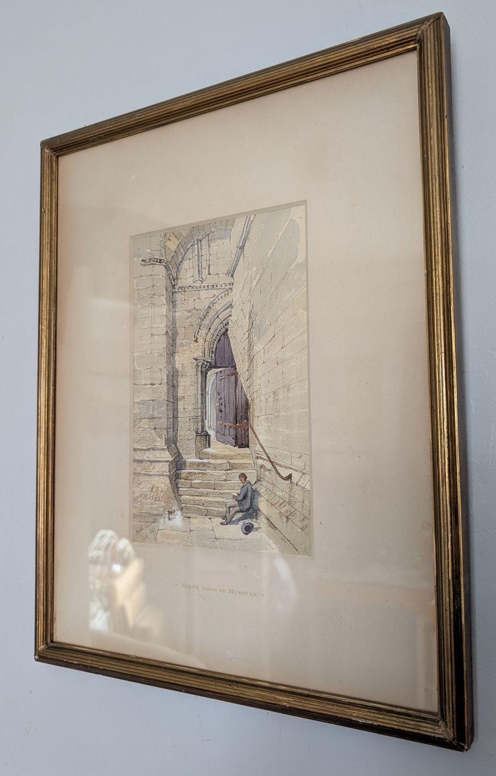 Antique Framed Watercolour North Door Of Minster York Arthur Tooth 1887
