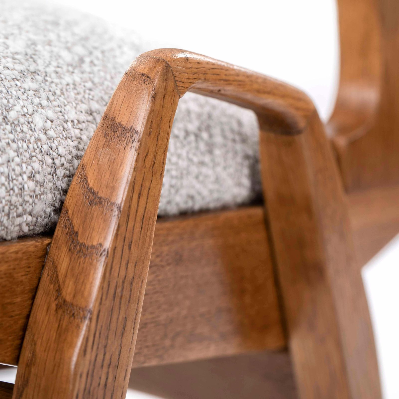 Furniture Pair Of French Mid Century Chairs In Oak With Bouclé Fabric By Maurice Pré 1950s photo