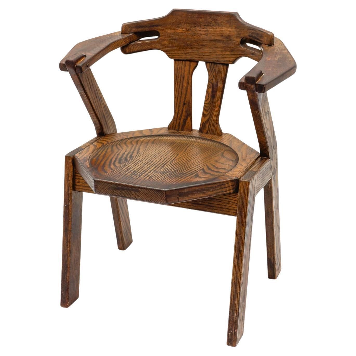 French Provincial Oak Chair, 1960s Mid Century Modern