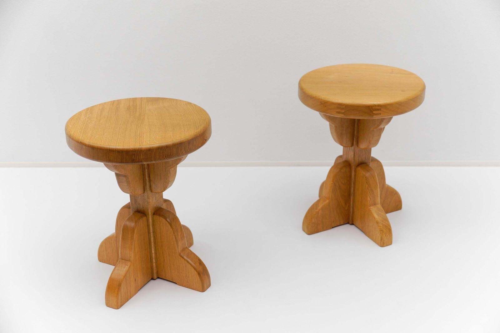Pair Of Mid Century Modern Oak Stools, 1960s France photo furniture