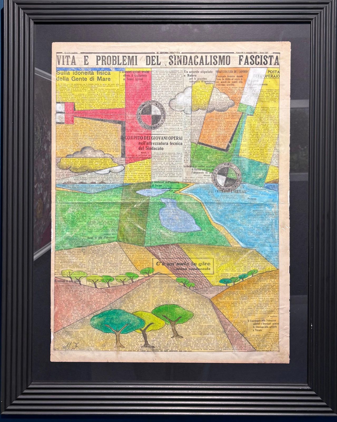 Michele Falanga"Aeropittura " Sicilia , Italia , Futurismo , Tecnica Mista Su Giornale 19301933