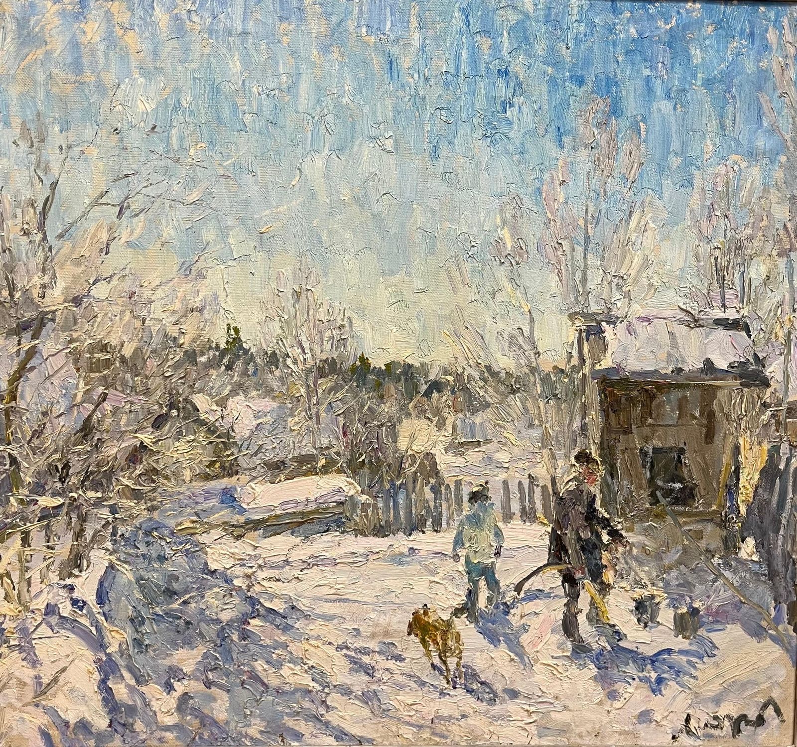 Georgij Moroz"First Sun" Cm. 98 X 90 Oil, Snow, Winter2001 photo furniture