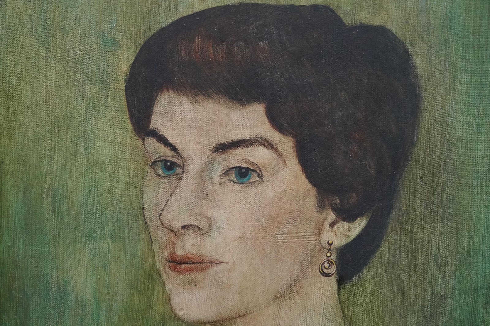 Glyn Morganportrait Of Lady In Green   Welsh Post Impressionist 50s Art Oil Painting1956 photo Art