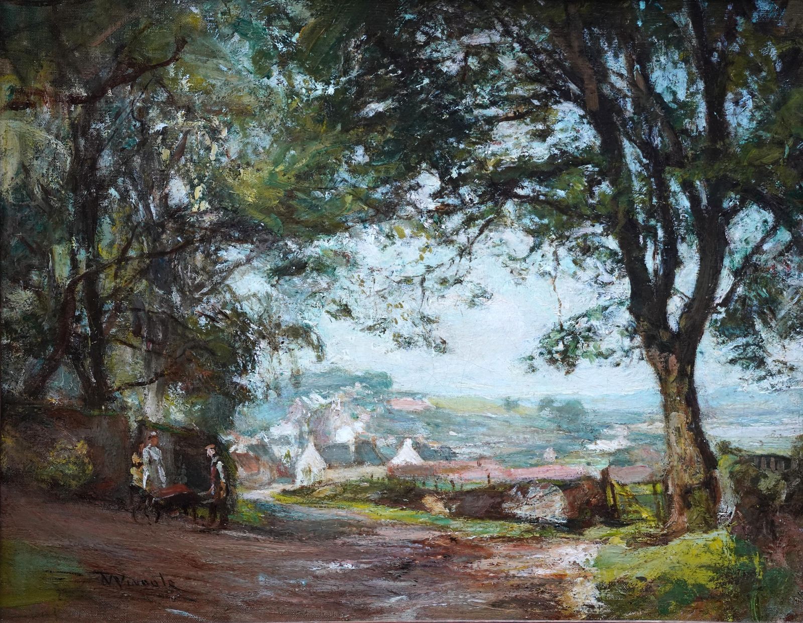 Charles Lawton Wingatelandscape With Village   Scottish Edwardian Impressionist Art Oil Paintingcirca 1910 photo furniture