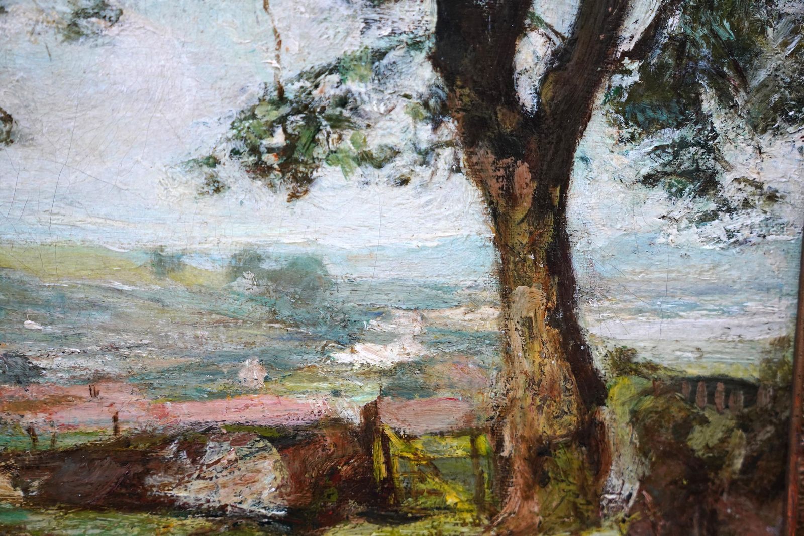 Charles Lawton Wingatelandscape With Village   Scottish Edwardian Impressionist Art Oil Paintingcirca 1910 photo vintage