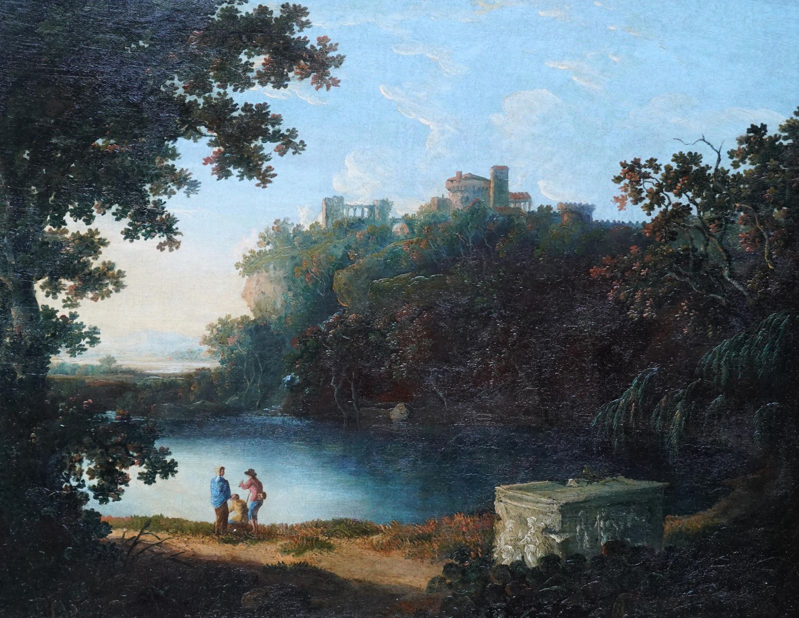 Capriccio Tivoli Landscape   British 18th Century Old Master Art Oil Paintingcirca 1770 photo furniture