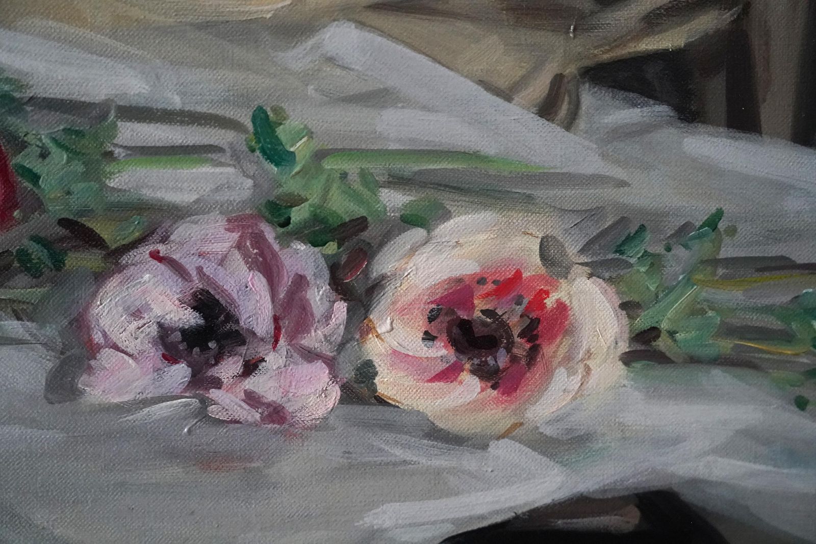 William Somerville Shanksanemones   Scottish Thirties Impressionist Art Floral Oil Painting1937 photo 12231.0