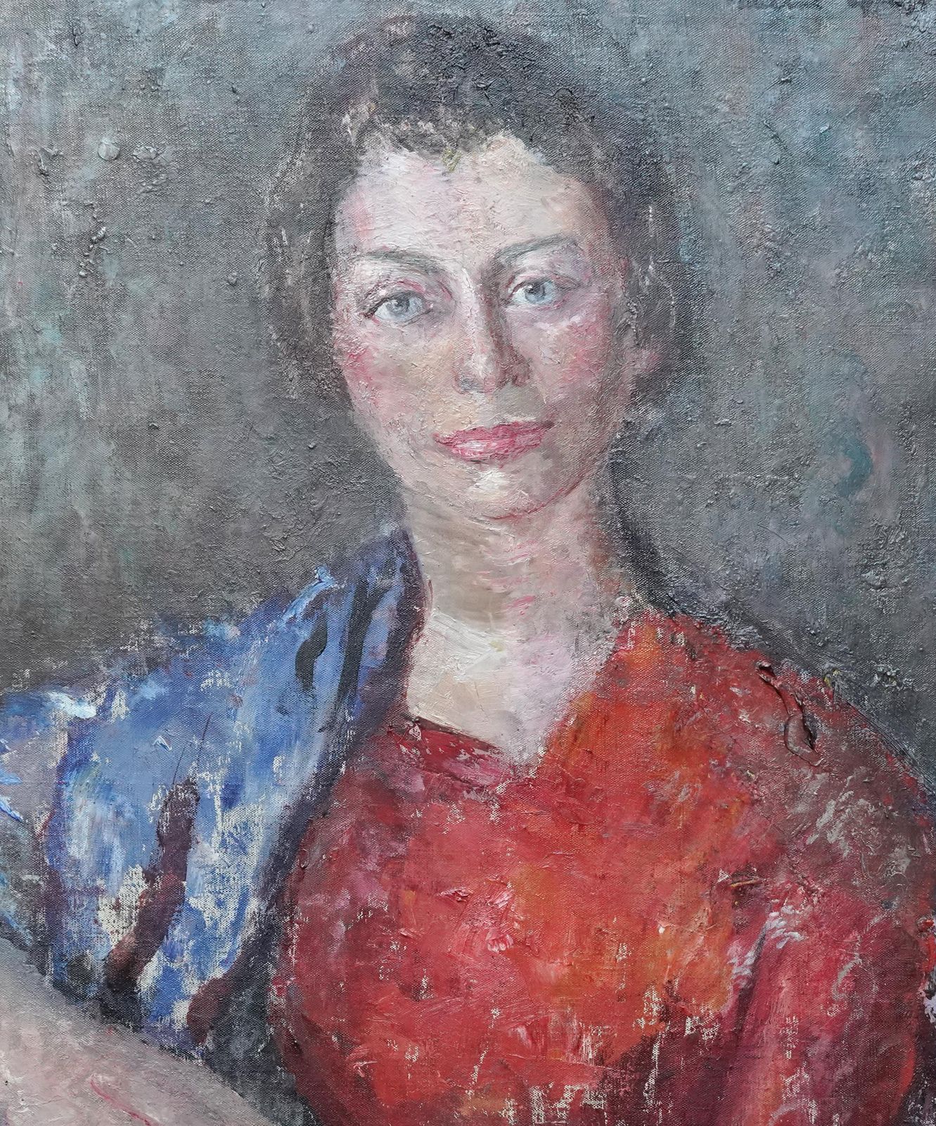 Pauline Glassportrait Of Sybyl In Red   British Post Impressionist 1950's Art Oil Paintingcirca 1950 photo for sale