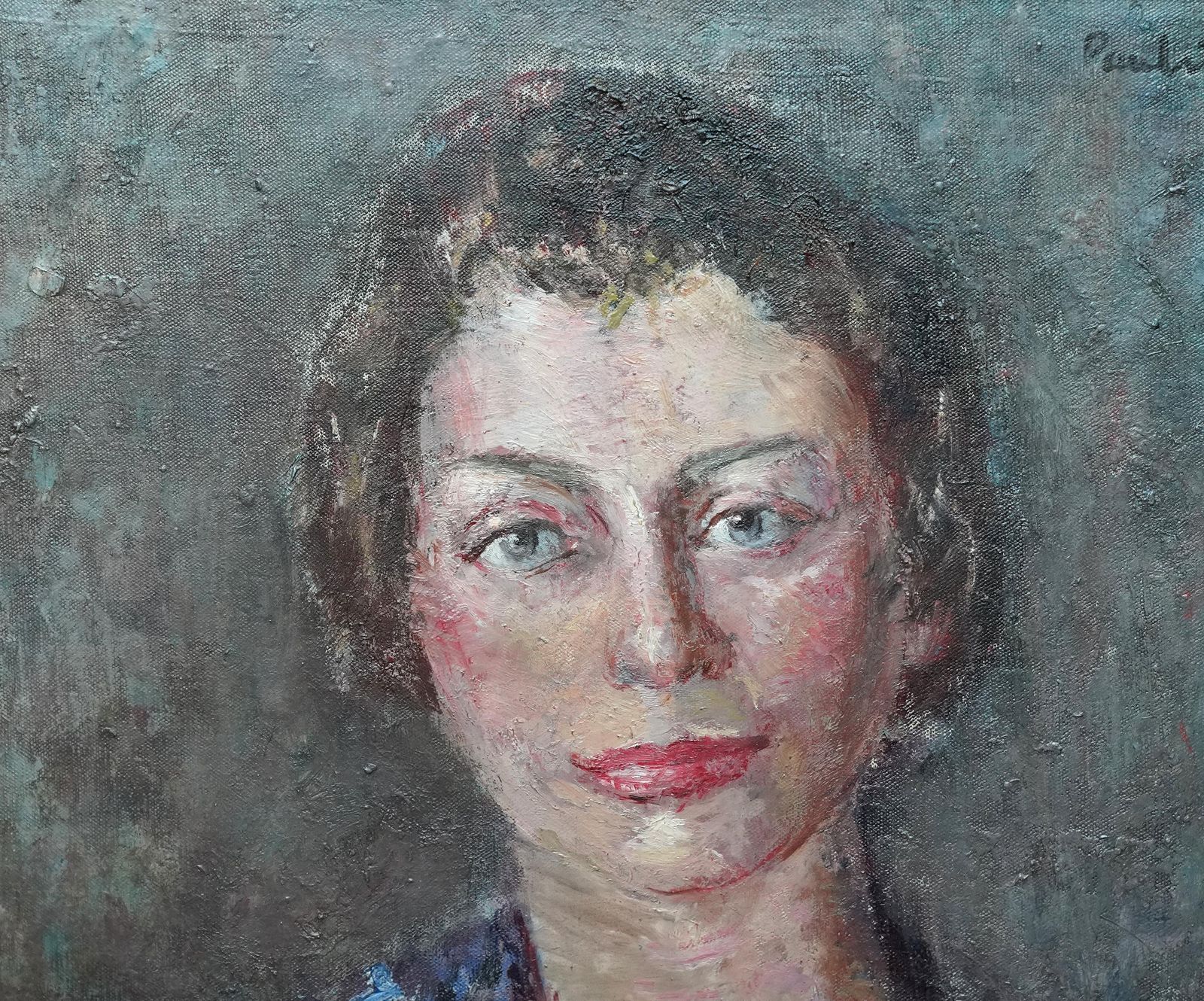 Pauline Glassportrait Of Sybyl In Red   British Post Impressionist 1950's Art Oil Paintingcirca 1950 photo Art
