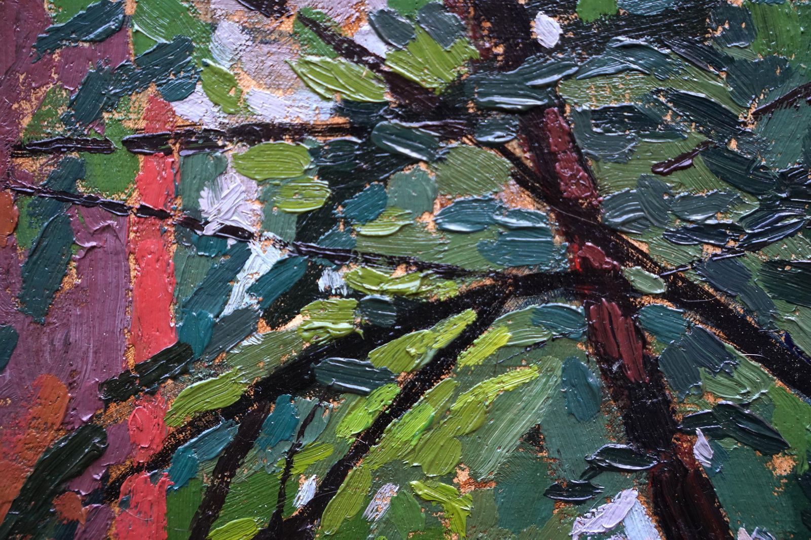 Peter Fieldwooded Landscape   British Post Impressionist 50's Art Oil Paintingcirca 1950 photo 2446.0