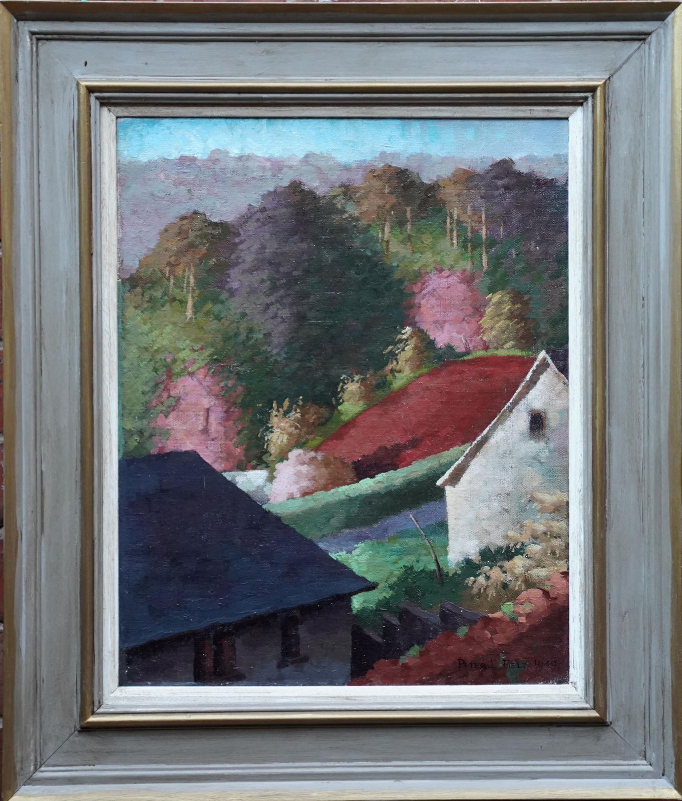 Peter Fieldhouses In The Woods   British Post Impressionist Art 1949 Landscape Oil Painting1949 photo vintage