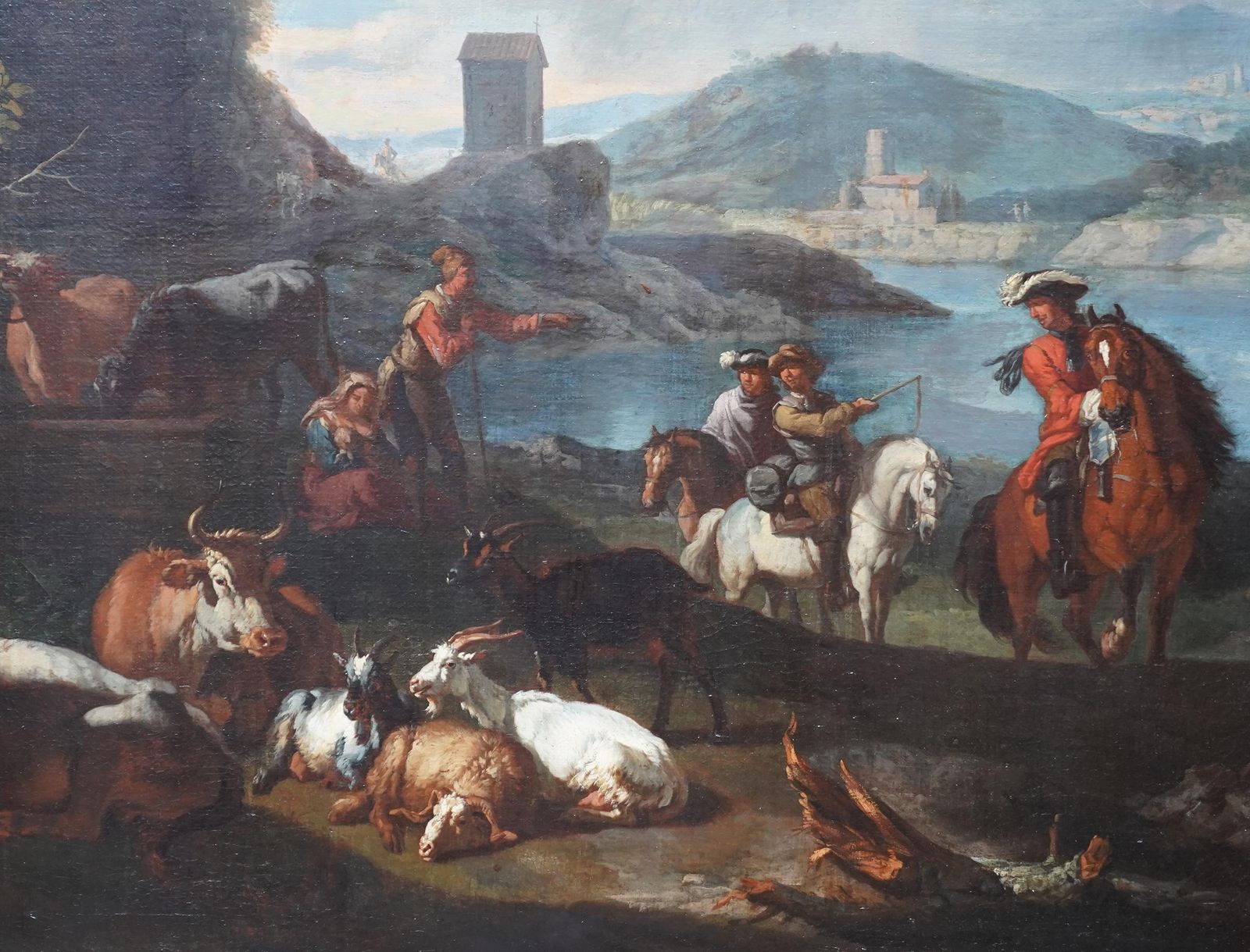 Shepherd With Animals And Riders In A Landscape   Dutch 17thc Art Oil Paintingcirca 1635 photo Art