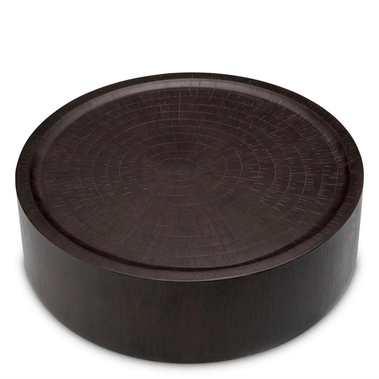 Small Round Coffee Table In Dark Brown Fiber Reinforced Concrete photo for sale