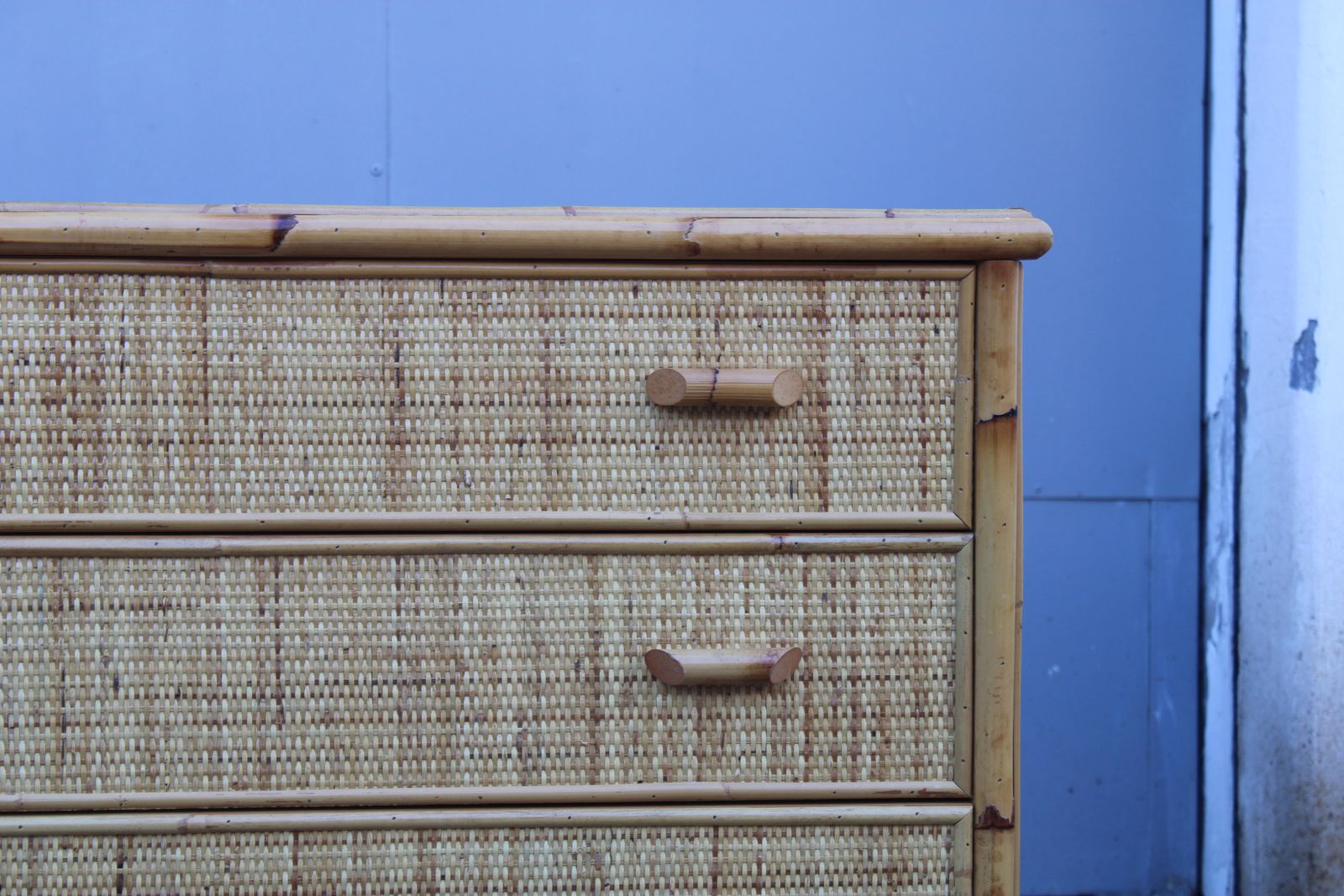 Italian Bamboo Chest Of Drawers With Drawers 1970 photo for sale