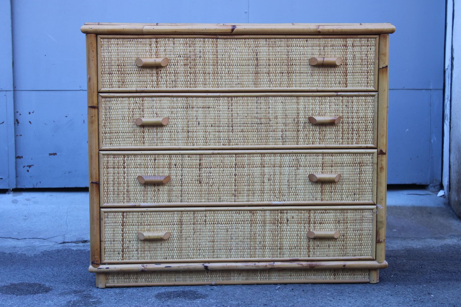 Furniture Italian Bamboo Chest Of Drawers With Drawers 1970 photo