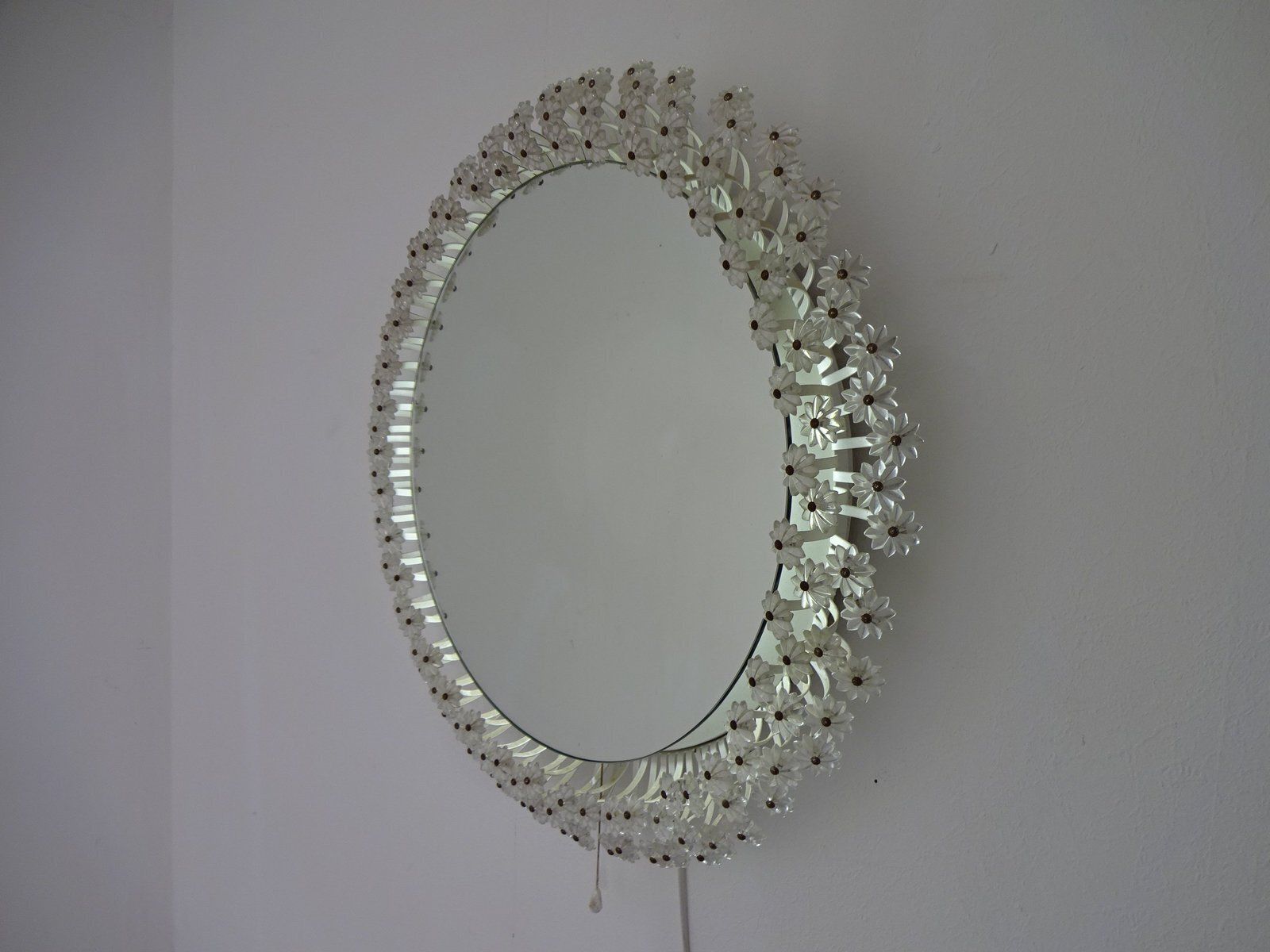Austrian Illuminated Flower Mirror, 1960s photo Home Decor