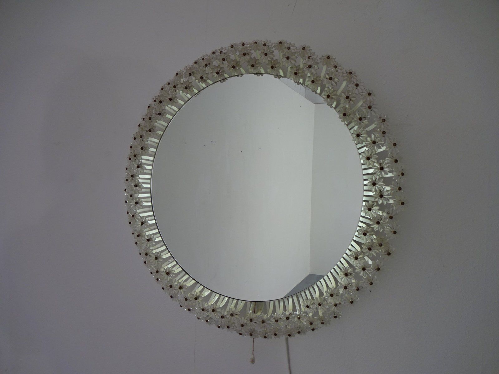 Austrian Illuminated Flower Mirror, 1960s photo vintage