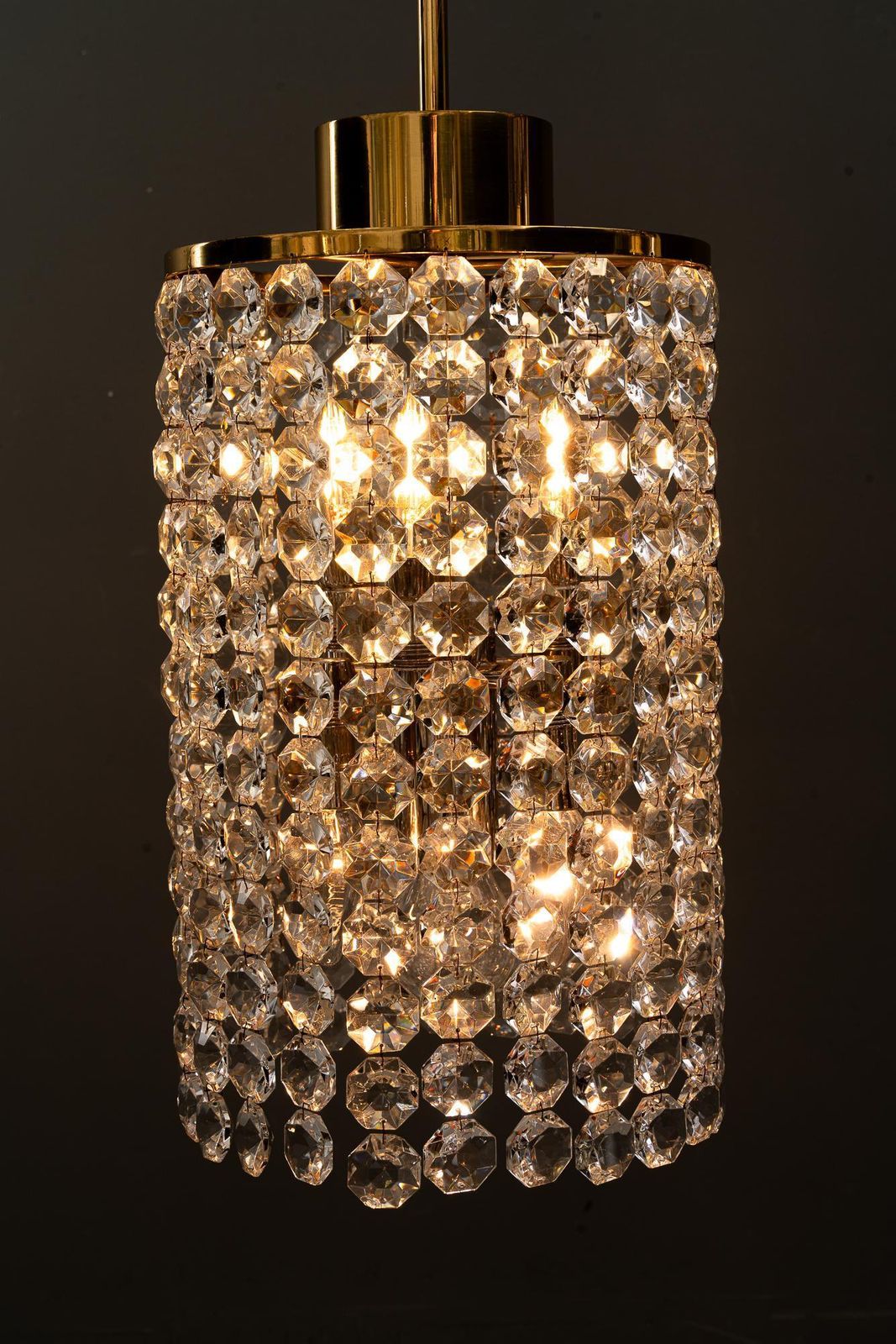 Lighting Bakalowits Crystal And Brass Chandelier Vienna Around 1950s photo