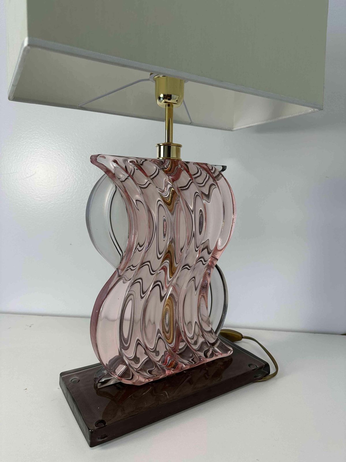 Pair Of Art Deco Style Pink Murano Glass Table Lamps photo buy