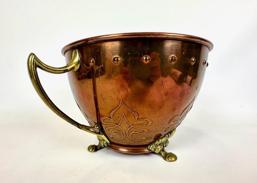 Large Art Nouveau Copper And Brass Champagne Cooler Bowl From Wmf, 1900s photo 429.0