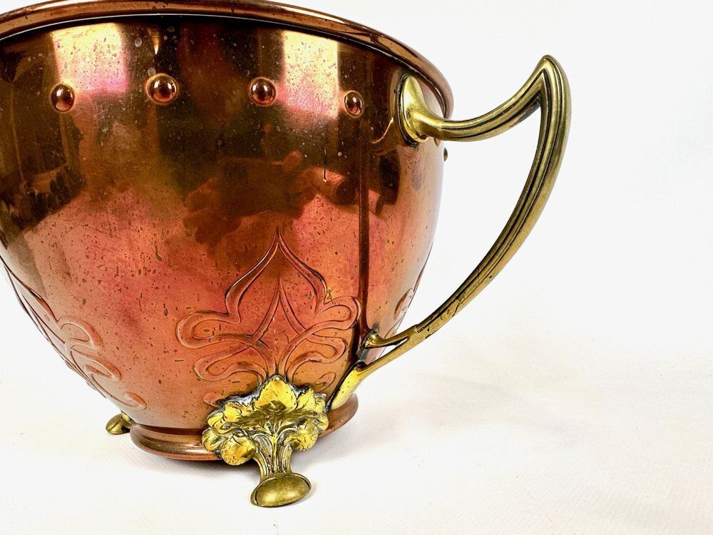 Home Decor Large Art Nouveau Copper And Brass Champagne Cooler Bowl From Wmf, 1900s photo