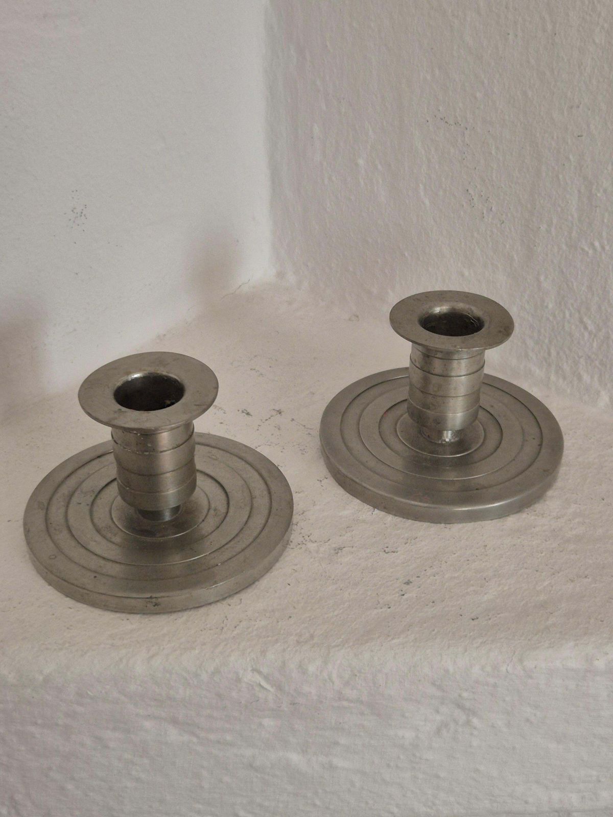 Swedish Grace / Art Deco Candle Holders In Pewter By Sylvia Stave, 1933. photo buy