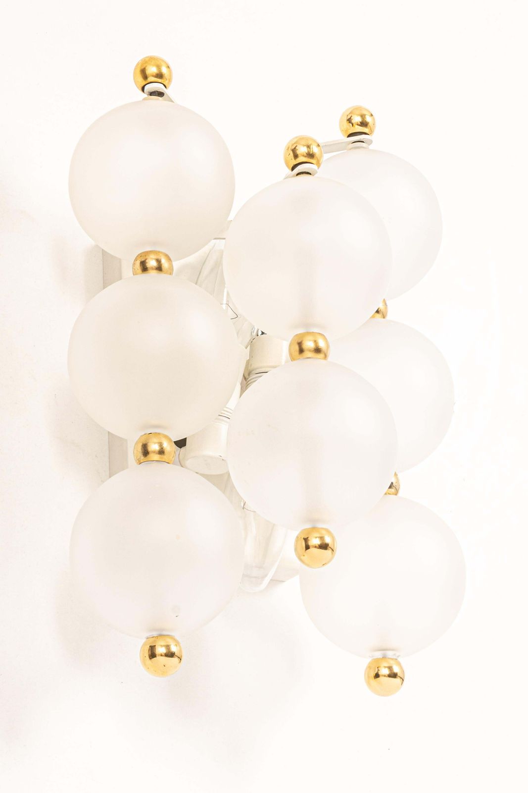 Pair Of Large Frosted Glass Wall Light By Kinkeldey, Germany, 1970s photo for sale