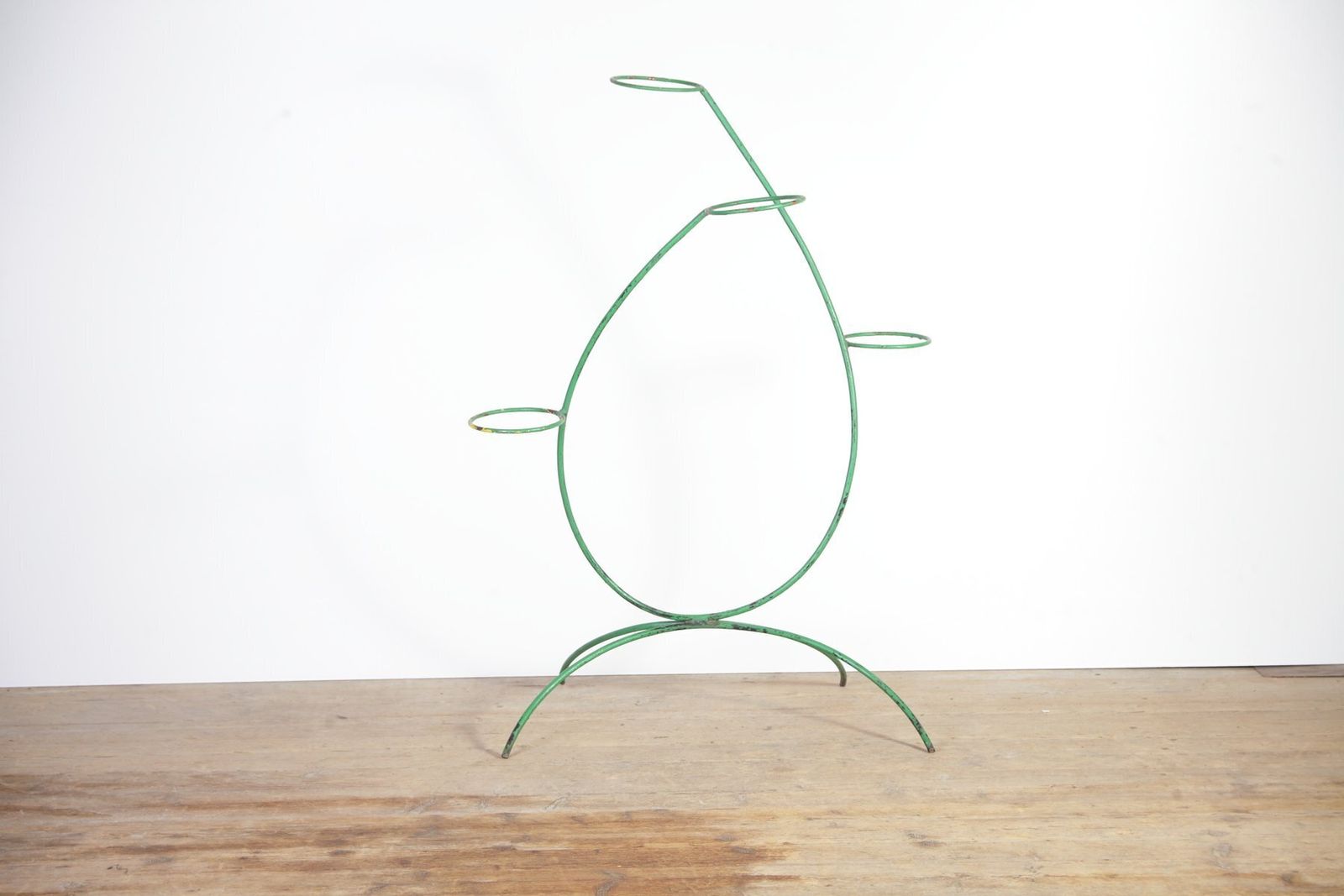 Mid Century Green Steel Bar Flower Stand, 1960s