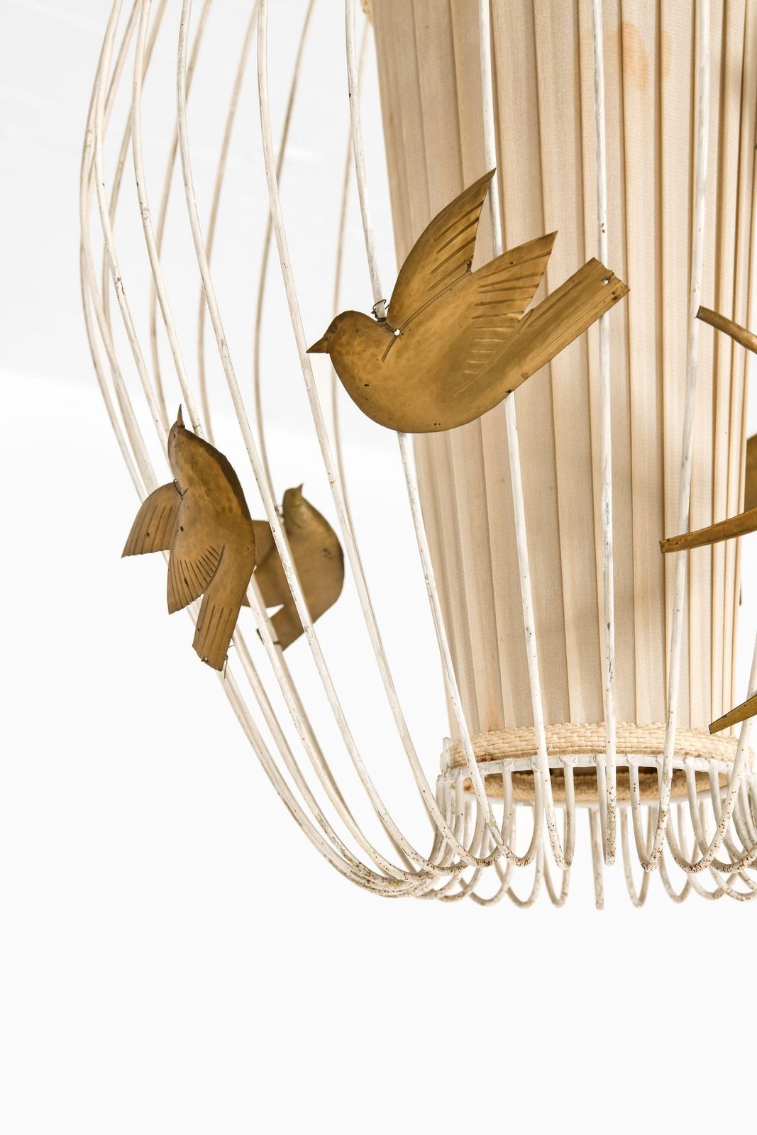 Ceiling Lamp In Cage Shaped Frame In Lacquered Metal By Hans Bergström, 1940's photo Lighting
